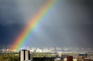 Photo: Terje Canavarro/Freelance photographer -- "Rainbow1" shot from Mulholland Drive over looking the valley March 17, 2012