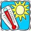 summer heat graphic sun & thermometer