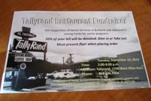 Photo: FLLewis/Media City G -- A flyer for a fundraiser benefiting senior services in Burbank September 24, 2013