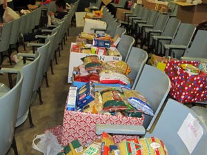 Photo: FLLewis/Media City G -- Boxes of food items for Holiday Basket Program George Washington Elementary School Burbank December 13, 2013