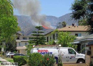 Photo: FLLewis/Media City G -- Some of the first flames of the Glendale fire June 22, 2014