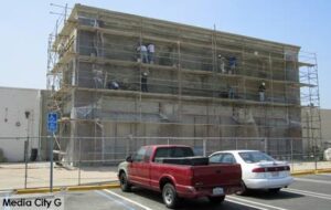 Photo: FLLewis/Media City G --construction crews are rushing to complete work on a new Burbank Hobby Lobby June 30, 2014