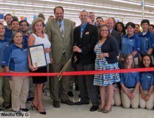 Photo: FLLewis/ Media City G -- Photo: FLLewis/Media City G — Local officials, including Mayor Dr. David Gordon, joined Hobby Lobby employees and manager Mark Bartleson (holding scissors) for group photo during grand opening ceremony in Burbank July 7, 2014