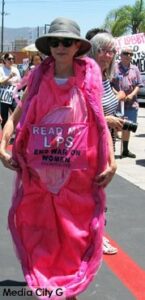 Photo: FLLewis/Media City G - Activist/protest organizer Lauren Steiner at Burbank Hobby Lobby July 7, 2014