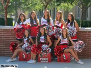 Photo: FLLewis/ Media City G -- JV cheerleaders for John Burroughs High School in Burbank posed for pictures August 16, 2014