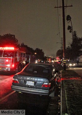 Photo: Greg Reyna / freelancer / Media City G -- Fire crews responded to a wind related incident near West Victory Blvd. and North Parish Place in Burbank December 30, 2014