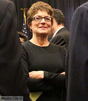 Photo: Greg Reyna / Freelancer / Media City G -- City council candidate Sharon Springer mingled in the crowd gathered for the candidates' forums at Burbank City Hall January 20, 2015