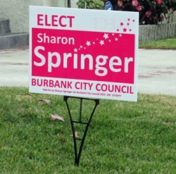 Photo: FLLewis / Media City G -- Sharon Springer for Burbank City Council yard sign January 20, 2015