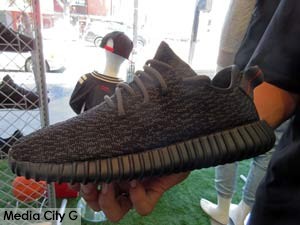 Photo: FLLewis / Media City G -- Kanye West's Yeezy Boost 350 in black by Adidas in stock at the Magnolia Park in Burbank August 29, 2015