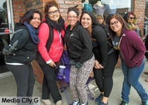 Photo: FLLewis / Media City G -- First to arrive for Unique Vintage "Pin up picnic sale"in Burbank: (l-r) Gig Alvarez, Samantha Alonzo, Nicole Lucero, Janessa Espinoza and Ibeth Sanchez January 23, 2016