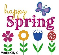 Happy Spring clip art flowers and butterfly