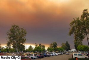 Photo: FLLewis / Media City G --Smoke from the huge Sand Fire created drama in the sky over Burbank late yesterday Burbank July 23, 2016