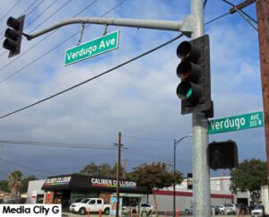 Photo: FLLewis/ Media City G -- Verdugo Avenue at intersection of Victory Blvd in Burbank November 1, 2016