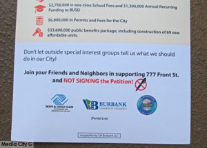 Photo: FLLewis / Media City G -- Flyer supporting 777 Front Street project in Burbank