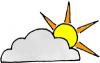 Clipart showing the sun and a cloud to indicate partly cloudy conditions.