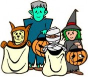 clip art of Halloween trick or treaters