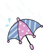 cue umbrella and a few drops of rain clip art