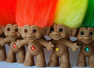 colorful troll dolls