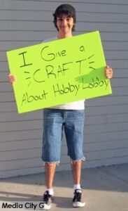 Photo: FLLewis/Media City  G -- Allen Alvarado demonstrated in support of the Burbank Hobby Lobby at 641 North Victory Boulevard July 9, 2014