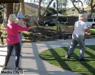 Photo: FLLewis / Media City G -- Tai chi in motion in the mini park at the Joslyn Adult Center in Burbank November 28, 2014