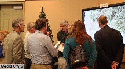 Photo: Greg Reyna / Freelancer / Media City G -- Participants viewed map of high-speed rail system at Buena Vista Library in Burbank December 8, 2014