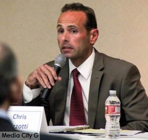 Photo: Greg Reyna / Media City G -- Burbank Planning Board member/ city council candidate Chris Rizzotti at Buena Vista Library forum March 25, 2015