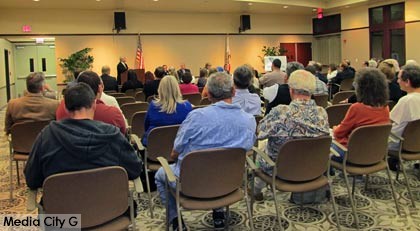 Photo: FLLewis / Media City G -- Audience at the Burbank City Council candidates' forum at the Buena Vista Library March 25, 2015