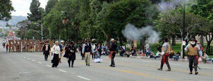 Photo: FLLewis/ Media City G -- "Gunfighters for Hire" group performed in Burbank on Parade 2015 along Olive Avenue in Burbank April 25, 2015